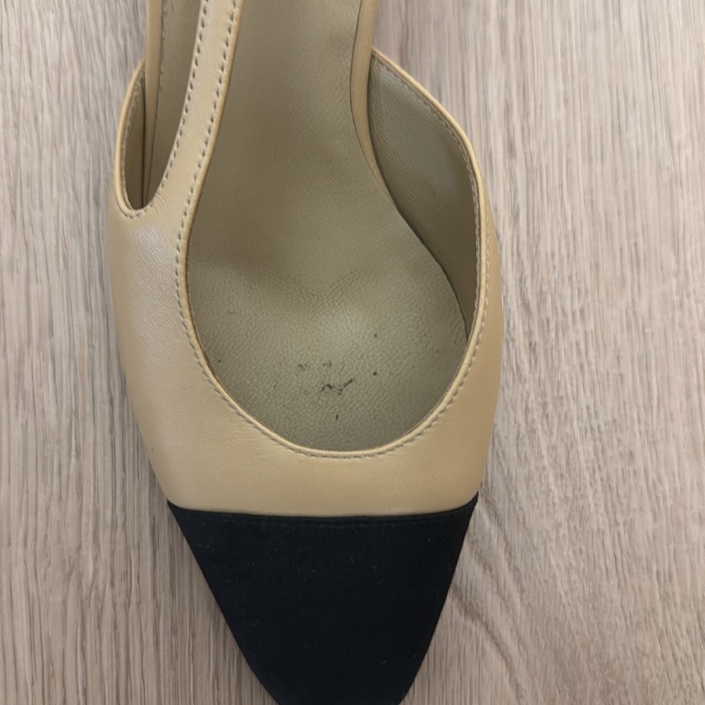 Chanel Beige and Black Women's Slingback Shoes - Picture 4 of 4